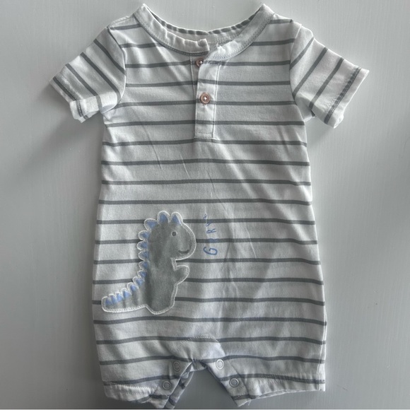 First Impressions Gray Striped Dinosaur One Piece - Picture 1 of 4